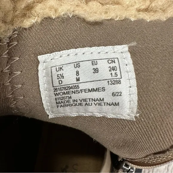 Collection by Clarks Opal Zip Convertible Faux Sherpa/Fur Boots Suede Pebble 8M