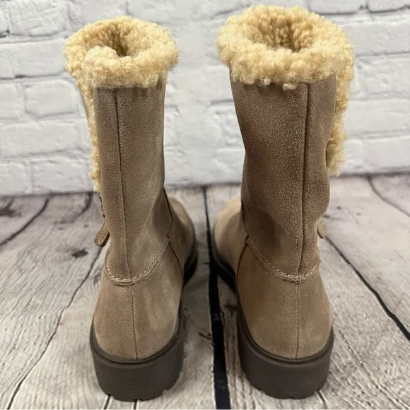 Collection by Clarks Opal Zip Convertible Faux Sherpa/Fur Boots Suede Pebble 8M
