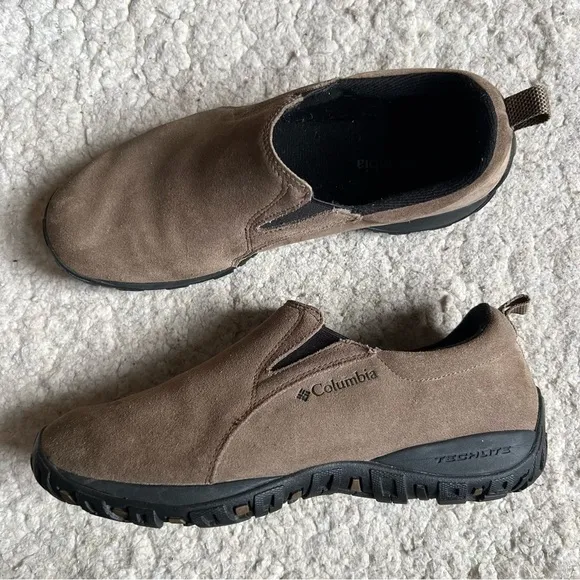 Columbia Techlite Omni Grip Tan/Brown Suede Casual Slip On Moc Shoes Size 11