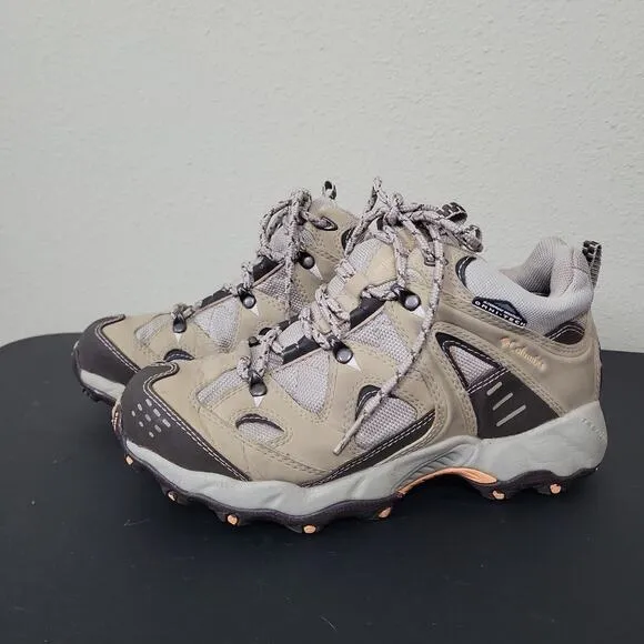 Columbia Womens Omni-Tech BL 3466-265 Ivory Brown Lace Up Hiking Shoes Size 7.5