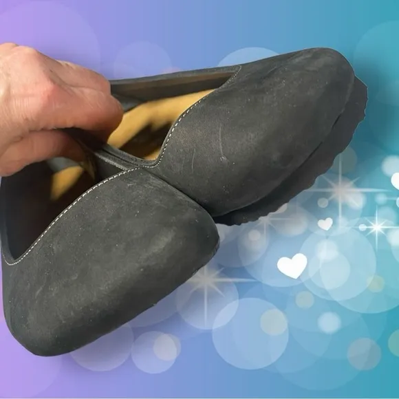 Comfortfusse Velda Leather Flat Shoes Black Nubuck Leather Size 42