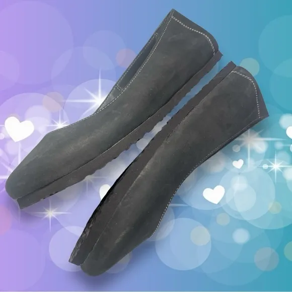 Comfortfusse Velda Leather Flat Shoes Black Nubuck Leather Size 42