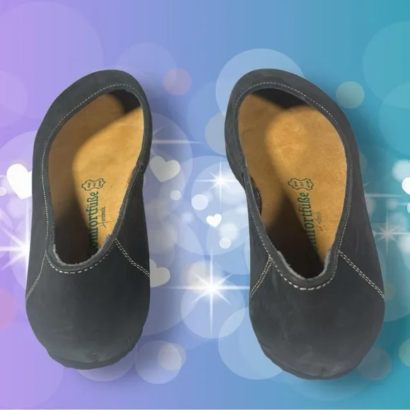 Comfortfusse Velda Leather Flat Shoes Black Nubuck Leather Size 42