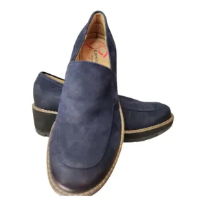 Comfortiva Pillowtop Women's Size 7.5 Navy Leather Wedge Loafers NWOT
