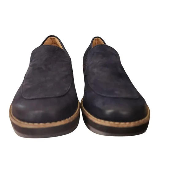 Comfortiva Pillowtop Women's Size 7.5 Navy Leather Wedge Loafers NWOT