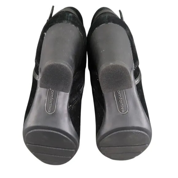 Comfortiva Shoes Womens 8 Booties Fashion Distressed Leather Black Memory Foam
