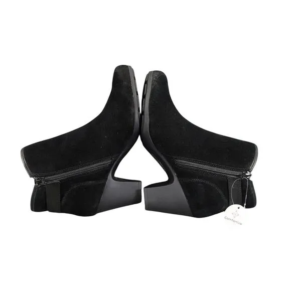 Comfortiva Shoes Womens 8 Booties Fashion Distressed Leather Black Memory Foam