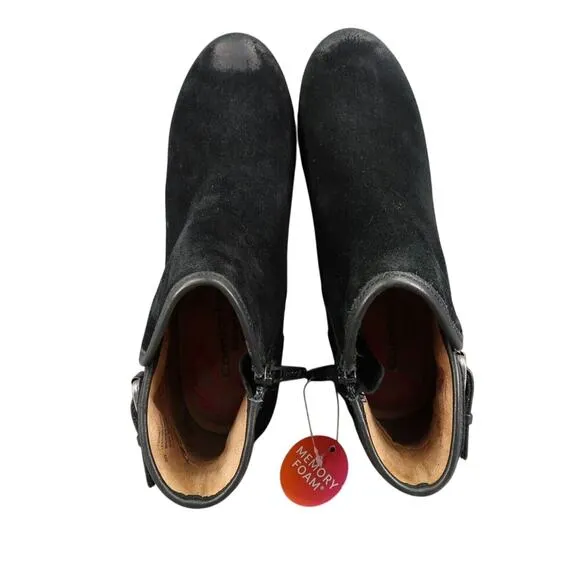 Comfortiva Shoes Womens 8 Booties Fashion Distressed Leather Black Memory Foam