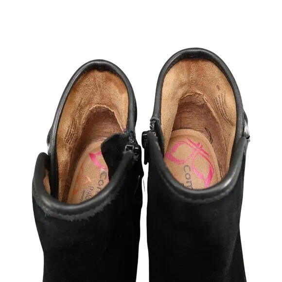 Comfortiva Shoes Womens 8 Booties Fashion Distressed Leather Black Memory Foam