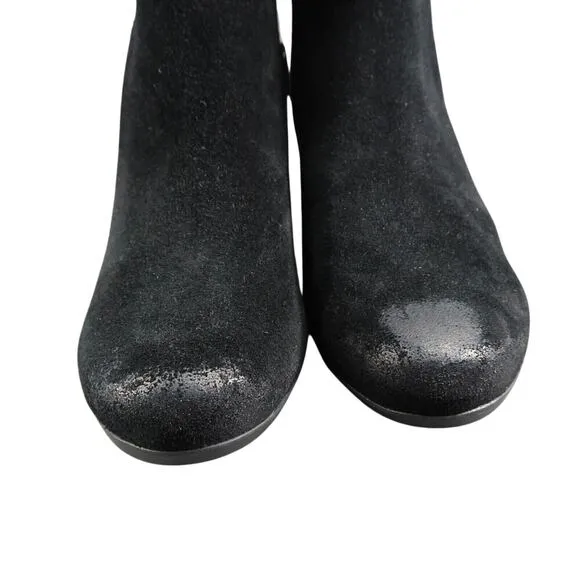 Comfortiva Shoes Womens 8 Booties Fashion Distressed Leather Black Memory Foam