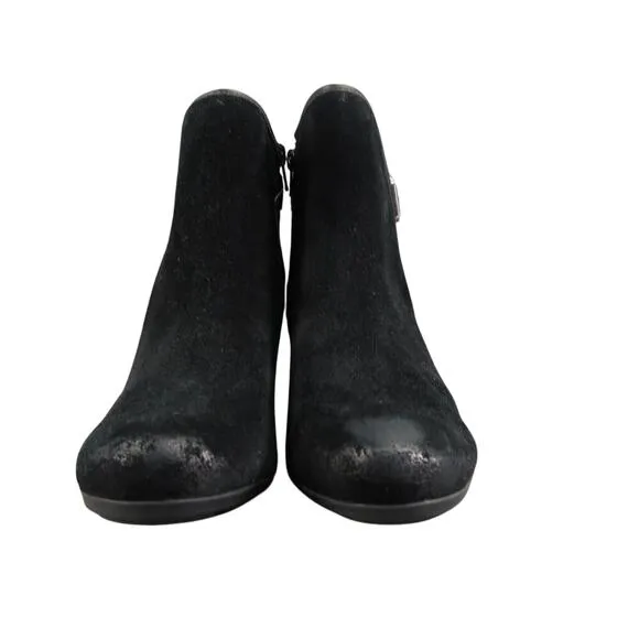 Comfortiva Shoes Womens 8 Booties Fashion Distressed Leather Black Memory Foam