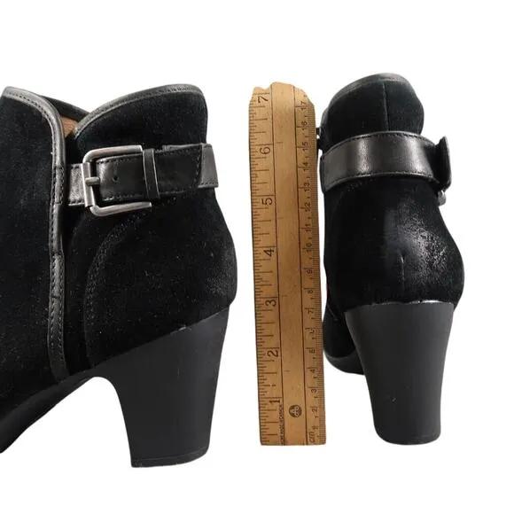 Comfortiva Shoes Womens 8 Booties Fashion Distressed Leather Black Memory Foam