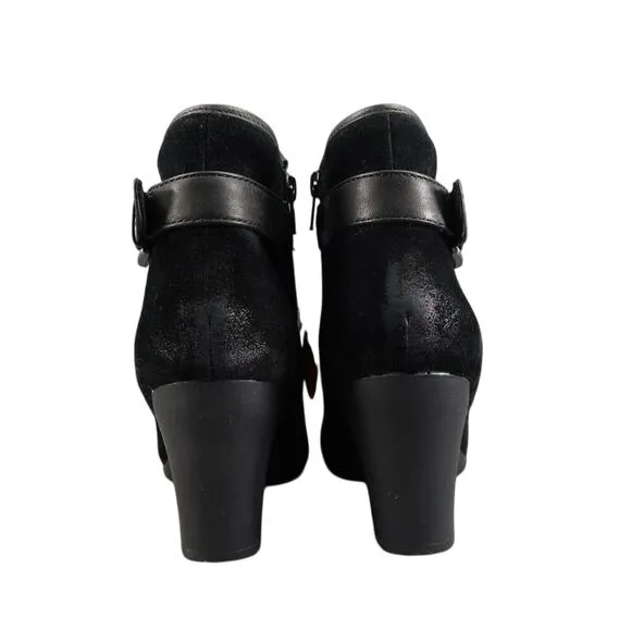 Comfortiva Shoes Womens 8 Booties Fashion Distressed Leather Black Memory Foam