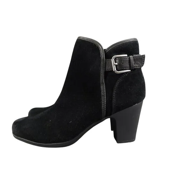 Comfortiva Shoes Womens 8 Booties Fashion Distressed Leather Black Memory Foam