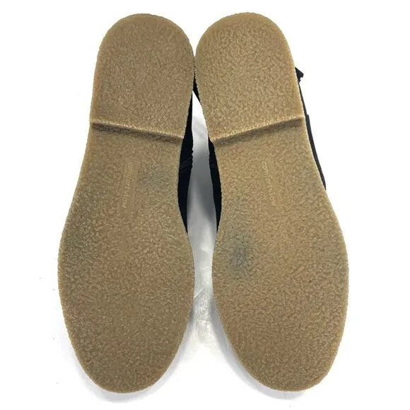 COMFORTVIEW SIENNA FAUX SUEDE EMBROIDERED SKID-RESISTANT BOOTIES/ANKLE BOOTS