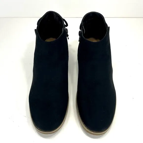 COMFORTVIEW SIENNA FAUX SUEDE EMBROIDERED SKID-RESISTANT BOOTIES/ANKLE BOOTS
