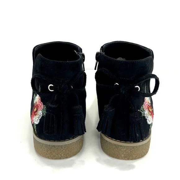 COMFORTVIEW SIENNA FAUX SUEDE EMBROIDERED SKID-RESISTANT BOOTIES/ANKLE BOOTS