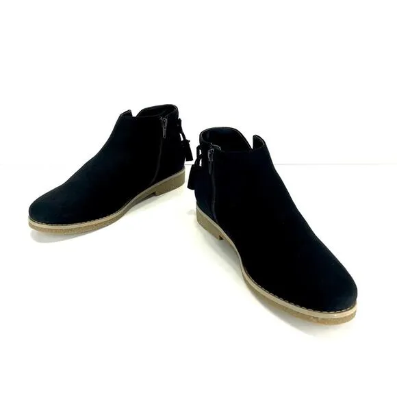 COMFORTVIEW SIENNA FAUX SUEDE EMBROIDERED SKID-RESISTANT BOOTIES/ANKLE BOOTS