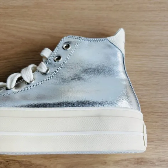 ⭐CONVERSE All Star Lift Hi Women Shoes Sz 7.5  Shoes Metallic Silver A09902C Gla