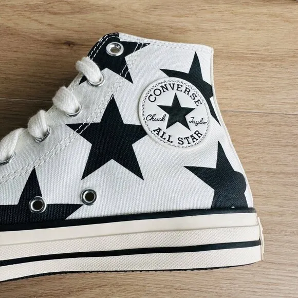 ⭐Converse Chuck Taylor All Star Large Stars Hi Sz 7.5 Women Shoes Ivory A09898F⭐