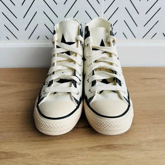 ⭐Converse Chuck Taylor All Star Large Stars Hi Sz 7.5 Women Shoes Ivory A09898F⭐