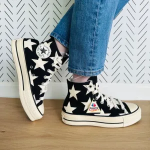 ⭐Converse Chuck Taylor All Star Lift Platform Hi Large Stars Sz 10 Shoes A09903C