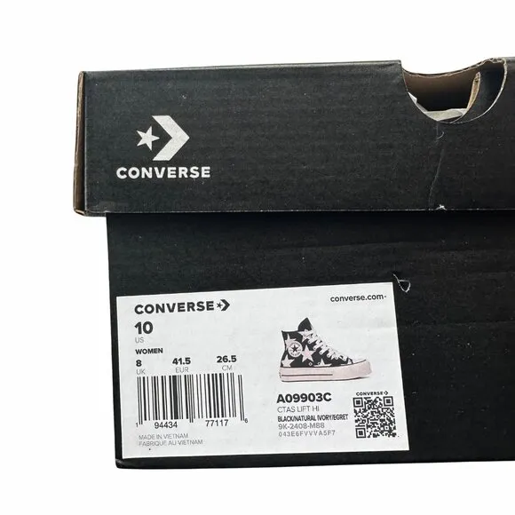 ⭐Converse Chuck Taylor All Star Lift Platform Hi Large Stars Sz 10 Shoes A09903C