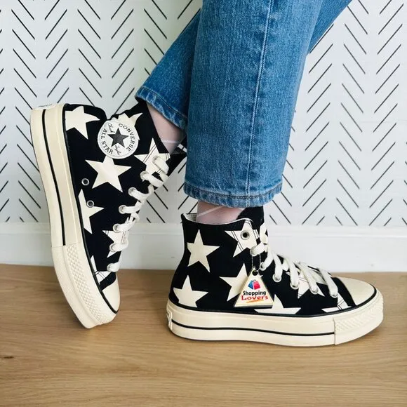 ⭐Converse Chuck Taylor All Star Lift Platform Hi Large Stars Sz 10 Shoes A09903C