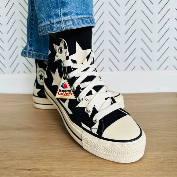⭐Converse Chuck Taylor All Star Lift Platform Hi Large Stars Sz 10 Shoes A09903C