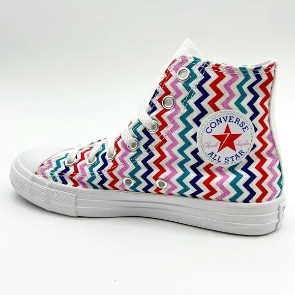 Converse CTAS Hi White University Red Zig Zag Kids Casual Shoes 667192F
