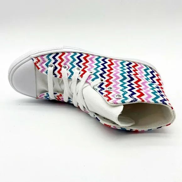 Converse CTAS Hi White University Red Zig Zag Kids Casual Shoes 667192F