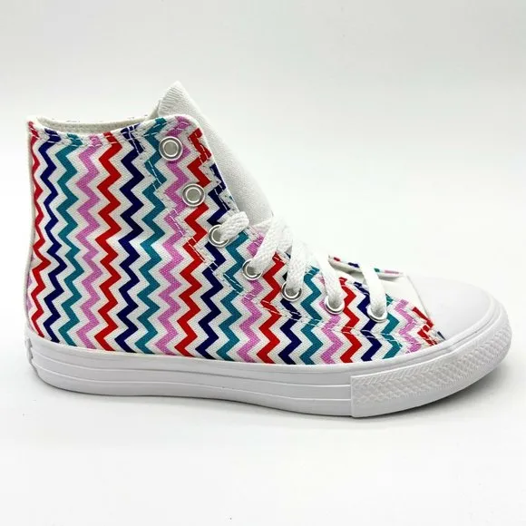 Converse CTAS Hi White University Red Zig Zag Kids Casual Shoes 667192F