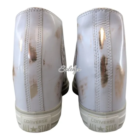 Converse CTAS Lux Mid Hidden Wedge Brush Off Leather White Gold Sneaker Women 10
