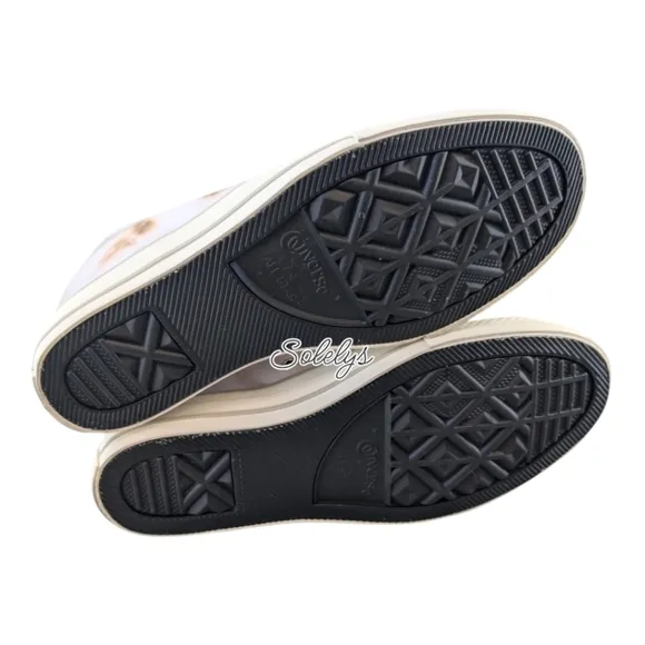 Converse CTAS Lux Mid Hidden Wedge Brush Off Leather White Gold Sneaker Women 10