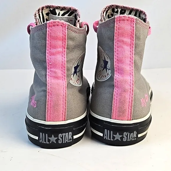 Converse RED Chuck Taylor All Star Custom High Top Grey Pink Black Zebra Sneaker