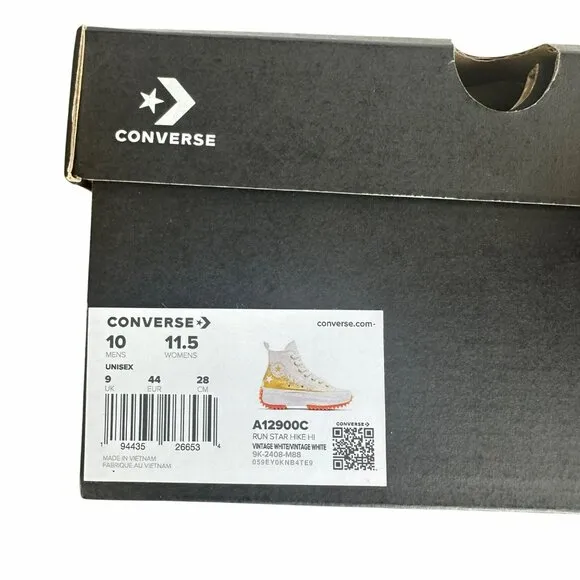 ⭐Converse Run Star Hike Platform 11.5 Women Shoes Gold Embroidered Stars A12900C