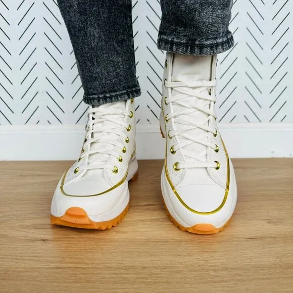 ⭐Converse Run Star Hike Platform 11.5 Women Shoes Gold Embroidered Stars A12900C