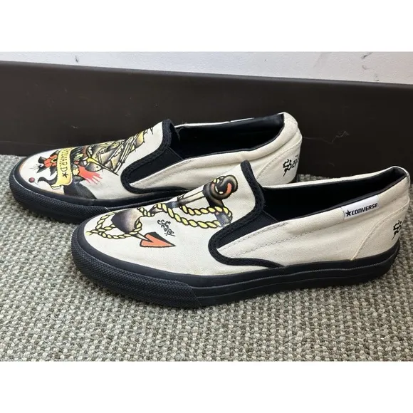 Converse Sailor Jerry, unisex Mens 7/Womens 8.5, Nautical slip on shoes