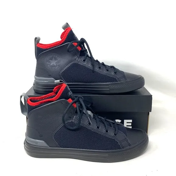 Converse Ultra Future Sport Mid Top Black Red Leather Mesh Shoes Women's A01426C