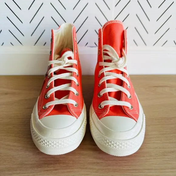 ⭐Converse Women Shoes 7.5 Chuck Taylor All Star Hi Embroidered Orange A010820C⭐