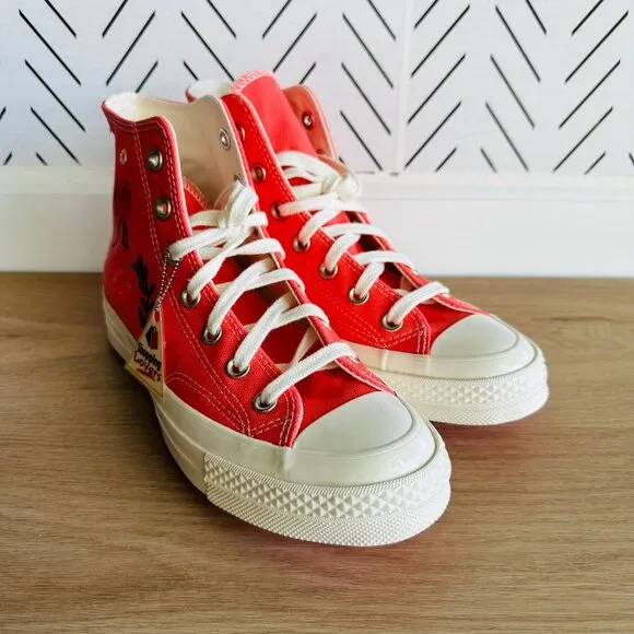 ⭐Converse Women Shoes 7.5 Chuck Taylor All Star Hi Embroidered Orange A010820C⭐