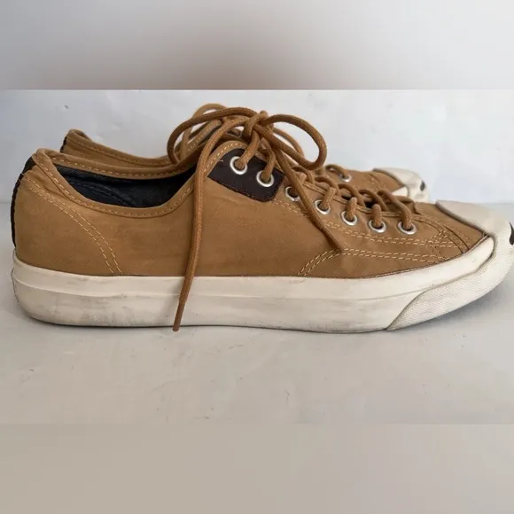 Converse x Jack Purcell Low Athletic Casual Shoes Brown Canvas M9 W10.5 Sneakers