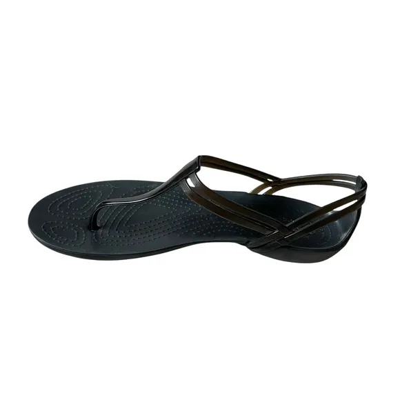 CROCS Isabella T-Strap Thong Sandals Black 10
