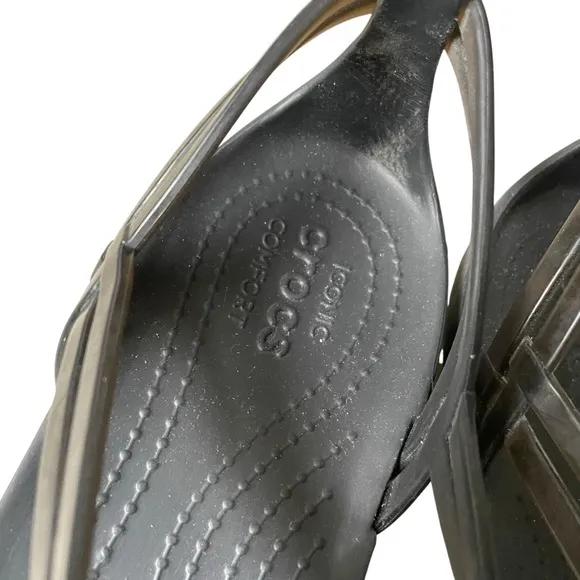CROCS Isabella T-Strap Thong Sandals Black 10