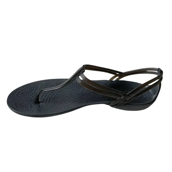 CROCS Isabella T-Strap Thong Sandals Black 10