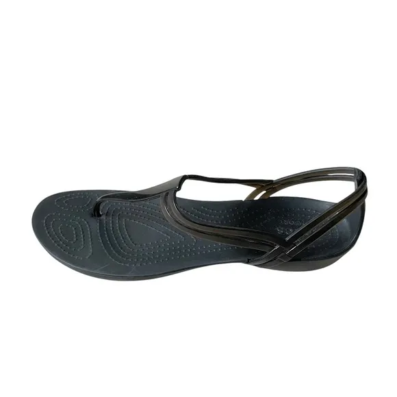 CROCS Isabella T-Strap Thong Sandals Black 10