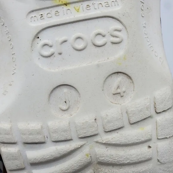 Crocs Shoes Junior 4 Classic Animal Print Clogs Glitter Sandals Multi White