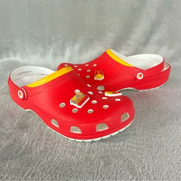 CROCS X McDonalds Men's Classic Clogs Sandals Size 12 Red Slip On Shoes NEW