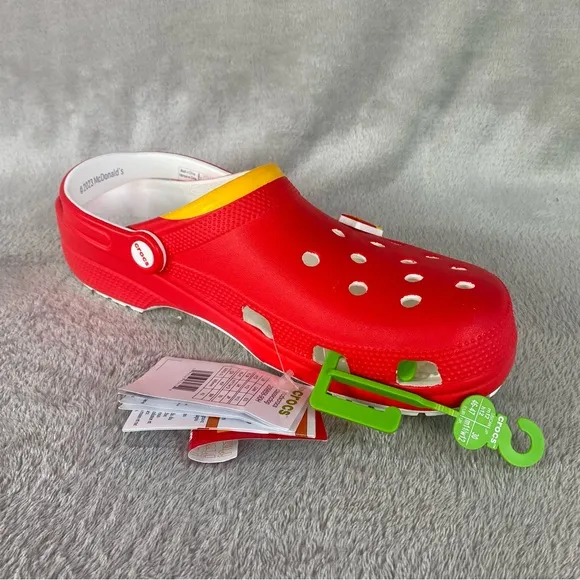 CROCS X McDonalds Men's Classic Clogs Sandals Size 12 Red Slip On Shoes NEW