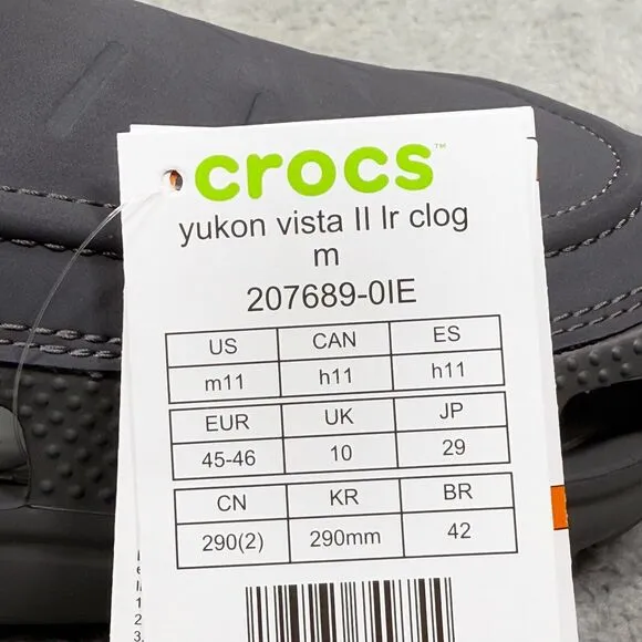 Crocs Yukon Vista II Literide Mens Size 11 Slip On Clogs Shoes Slate Gray